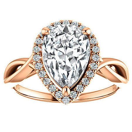 Pear Moissanite Infinity Halo Cathedral Engagement Ring
