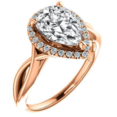 Pear Moissanite Infinity Halo Cathedral Engagement Ring