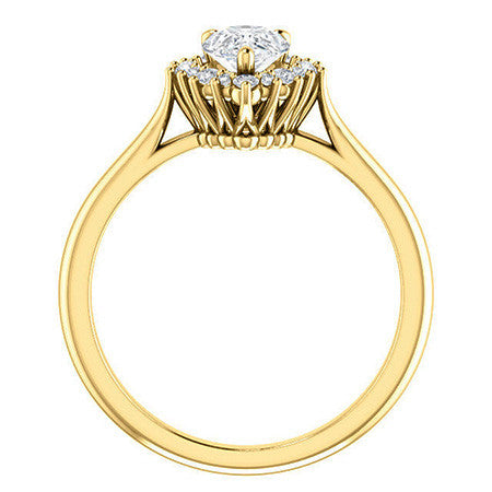 Pear Moissanite Snowflake Halo Ring