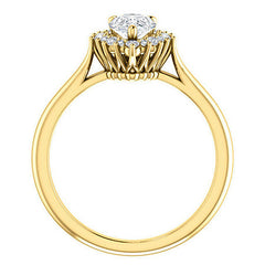 Pear Moissanite Snowflake Halo Ring