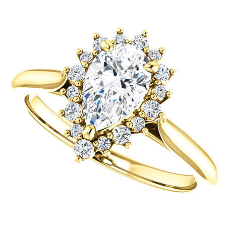 Pear Moissanite Snowflake Halo Ring