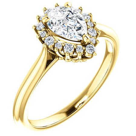 Pear Moissanite Snowflake Halo Ring