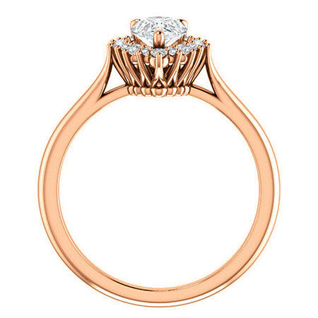 Pear Moissanite Snowflake Halo Ring