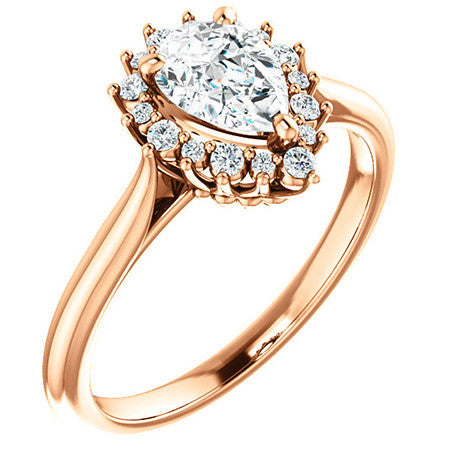Pear Moissanite Snowflake Halo Ring