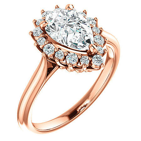 Pear Moissanite Snowflake Halo Ring