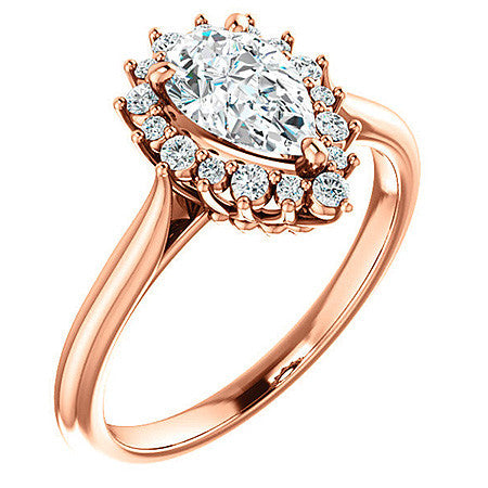 Pear Moissanite Snowflake Halo Ring