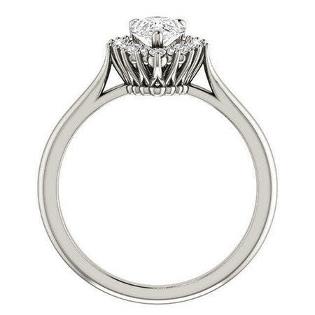 Pear Moissanite Snowflake Halo Ring