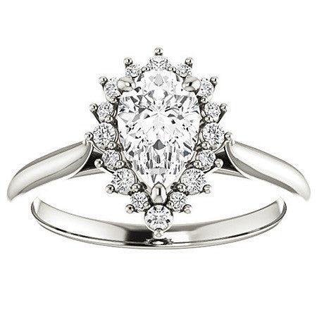 Pear Moissanite Snowflake Halo Ring