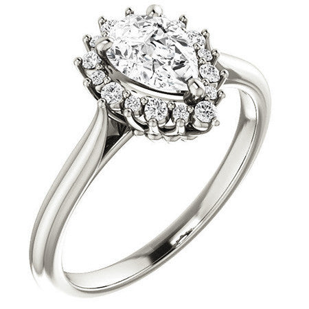 Pear Moissanite Snowflake Halo Ring