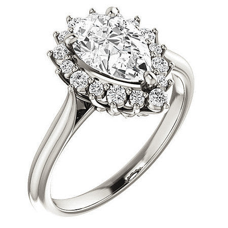 Pear Moissanite Snowflake Halo Ring