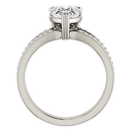 Pear Cut Moissanite Split Shank Engagement Ring