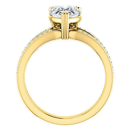 Pear Cut Moissanite Split Shank Engagement Ring
