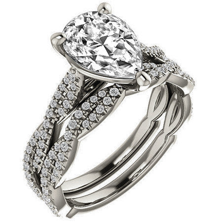 Pear Moissanite Infinity Cathedral Engagement Ring