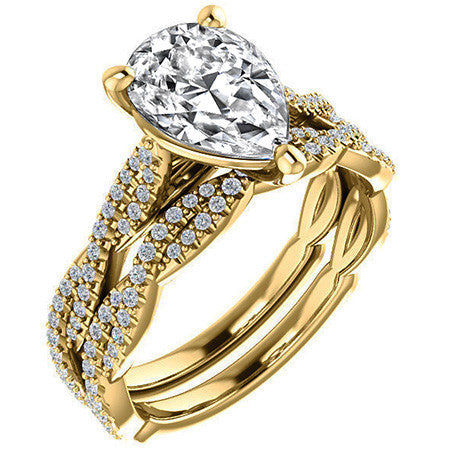 Pear Moissanite Infinity Cathedral Engagement Ring