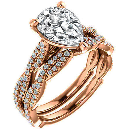 Pear Moissanite Infinity Cathedral Engagement Ring