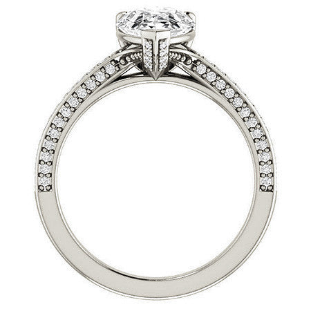 Pear Moissanite & Diamond Accented Engagement Ring