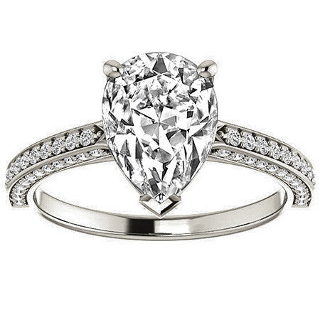 Pear Moissanite & Diamond Accented Engagement Ring
