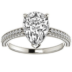 Pear Moissanite & Diamond Accented Engagement Ring