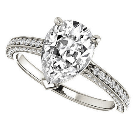 Pear Moissanite & Diamond Accented Engagement Ring