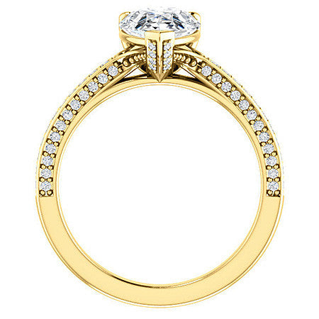 Pear Moissanite & Diamond Accented Engagement Ring