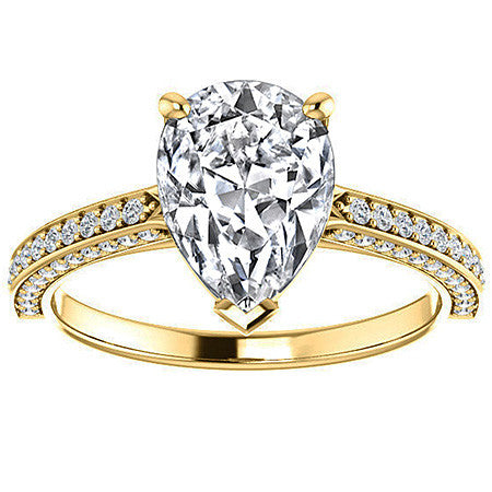 Pear Moissanite & Diamond Accented Engagement Ring