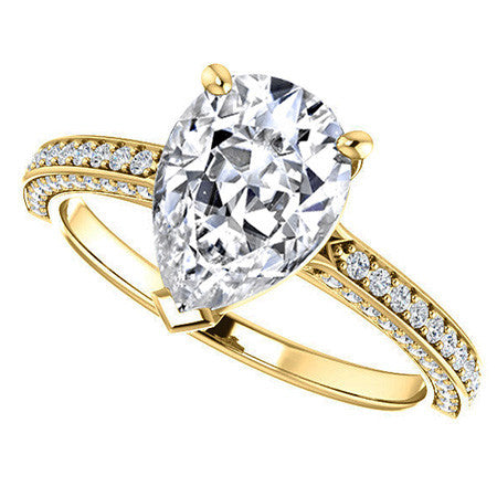 Pear Moissanite & Diamond Accented Engagement Ring