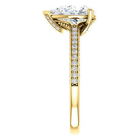 Pear Moissanite & Diamond Accented Engagement Ring