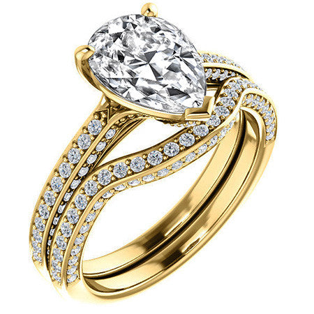 Pear Moissanite & Diamond Accented Engagement Ring
