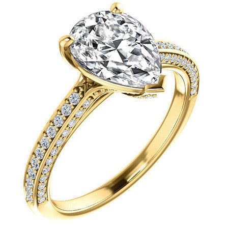 Pear Moissanite & Diamond Accented Engagement Ring