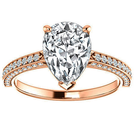 Pear Moissanite & Diamond Accented Engagement Ring