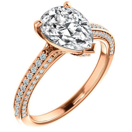 Pear Moissanite & Diamond Accented Engagement Ring