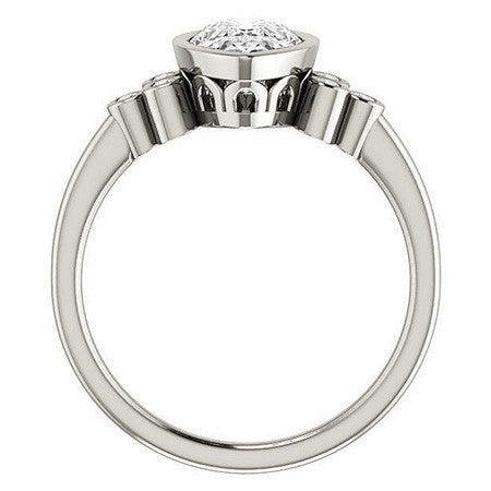 Pear Cut Moissanite Bezel Set Engagement Ring