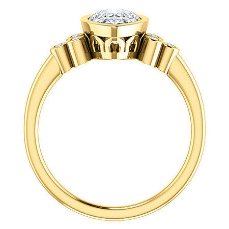 Pear Cut Moissanite Bezel Set Engagement Ring