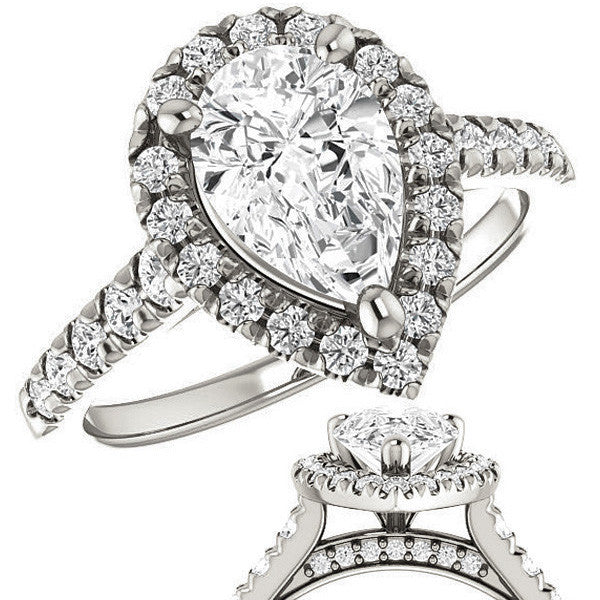 Pear Halo/Cathedral Engagement Ring