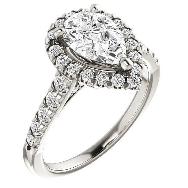 Pear Halo/Cathedral Engagement Ring