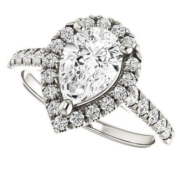 Pear Halo/Cathedral Engagement Ring