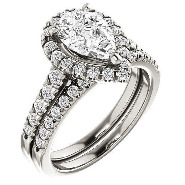 Pear Halo/Cathedral Engagement Ring