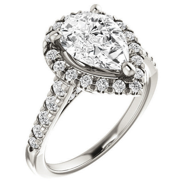 Pear Halo/Cathedral Engagement Ring