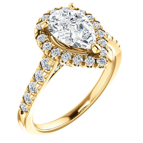 Pear Halo/Cathedral Engagement Ring