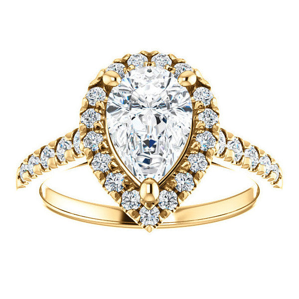 Pear Halo/Cathedral Engagement Ring