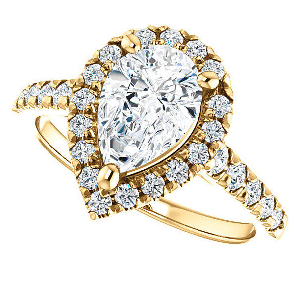 Pear Halo/Cathedral Engagement Ring