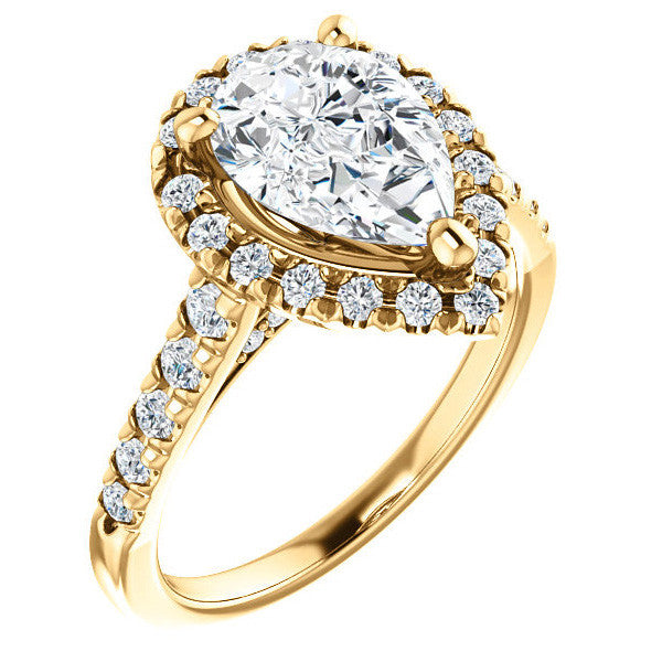 Pear Halo/Cathedral Engagement Ring