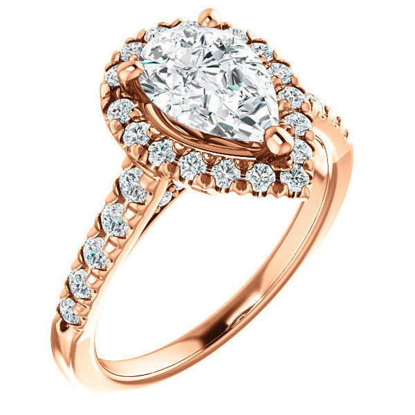 Pear Halo/Cathedral Engagement Ring
