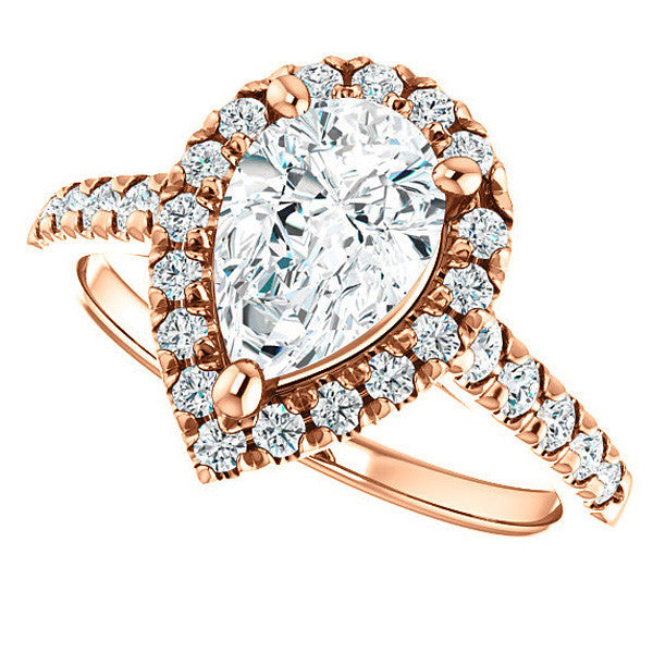 Pear Halo/Cathedral Engagement Ring