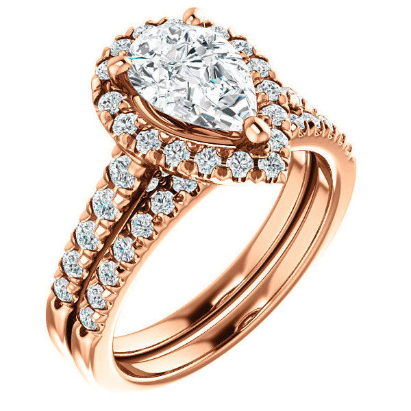 Pear Halo/Cathedral Engagement Ring