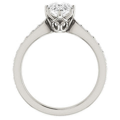 Pear cut Engagement Ring with Pave set Side Stones