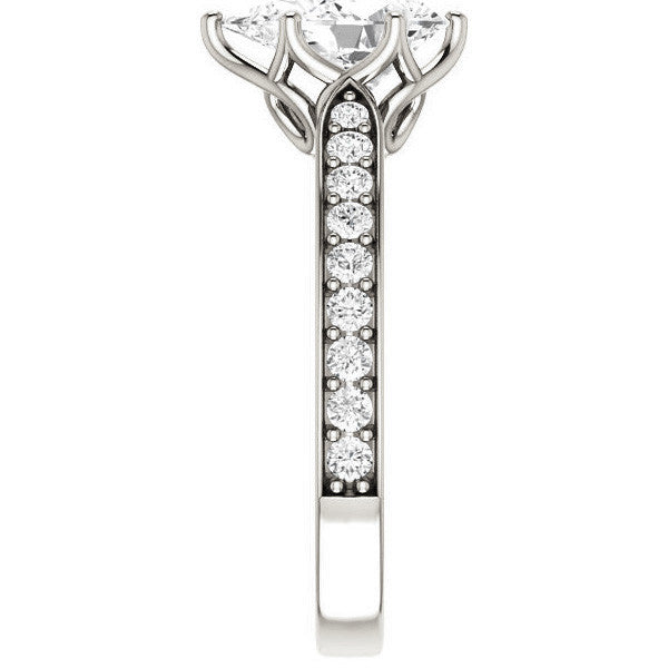 Pear cut Engagement Ring with Pave set Side Stones