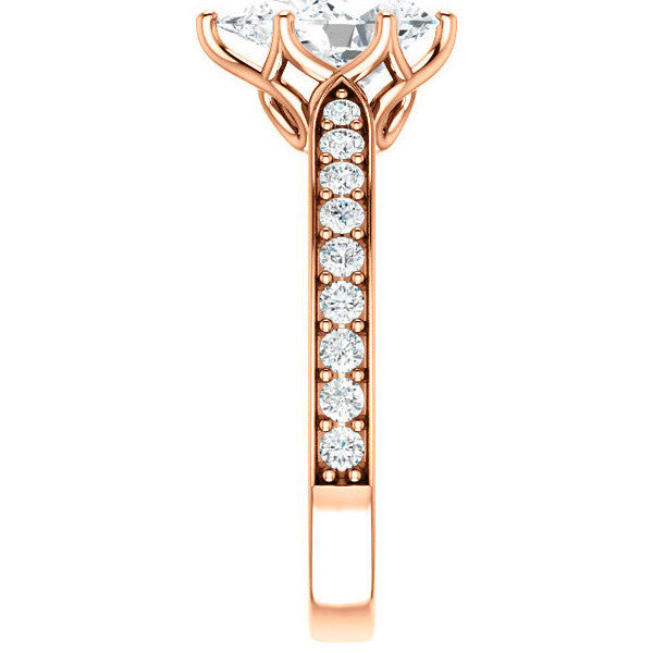 Pear cut Engagement Ring with Pave set Side Stones