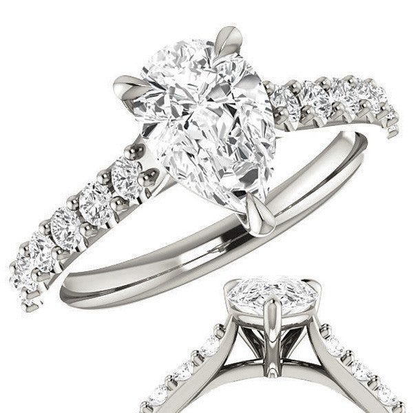 Pear shaped Moissanite Engagement Ring