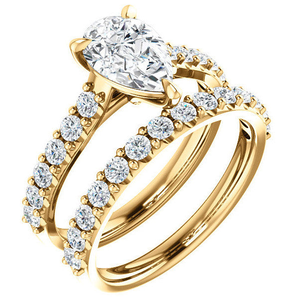 Pear shaped Moissanite Engagement Ring